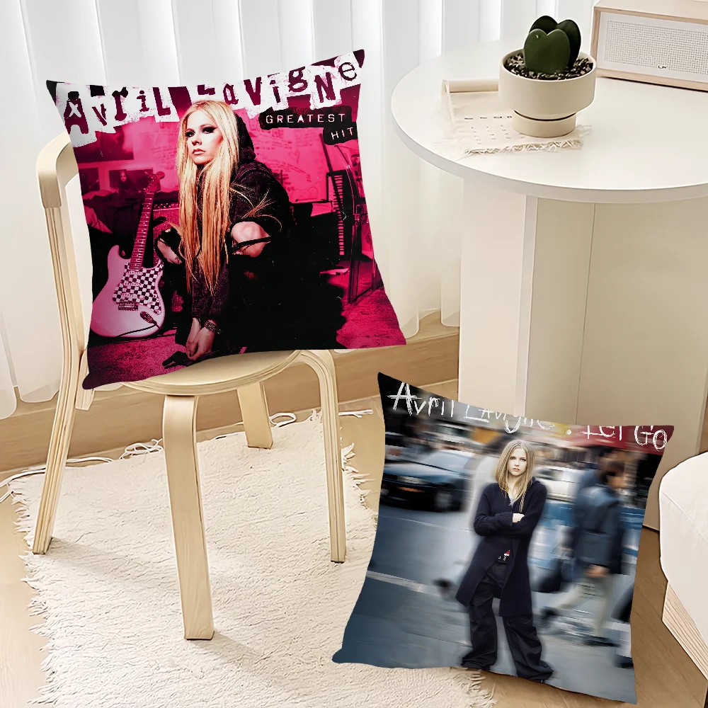 Singer Avril Ramona Lavigne Greatest Hits Pillow Case Sofa Decorative Home Double-sided Printing Short Plush Cushion Cover