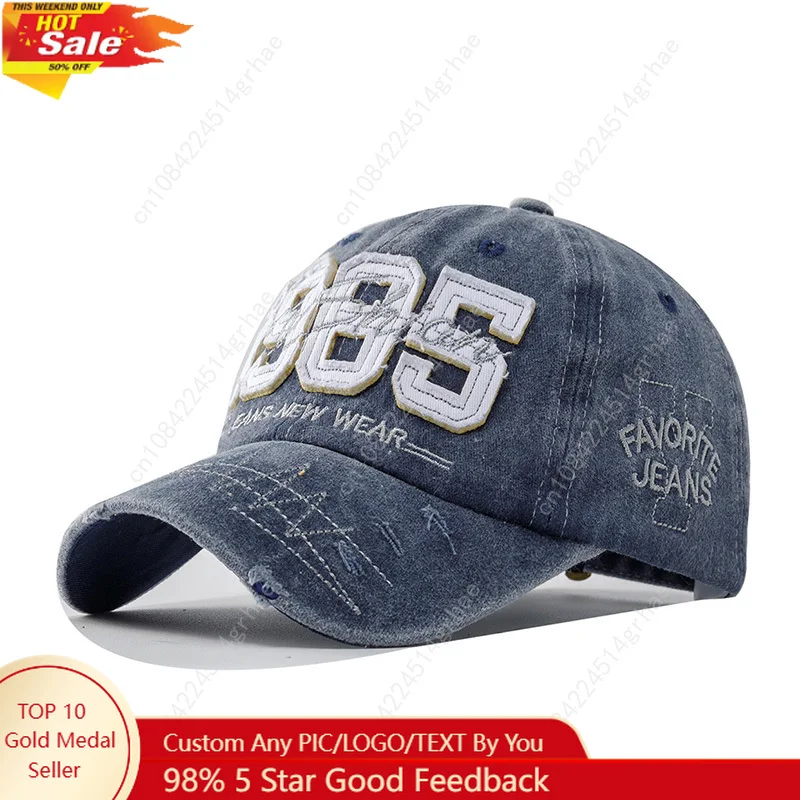 

Бейсболка с вышивкой 1985 года, рваная, с эффектом потертости, с нашивками, регулируемая, винтажная, легкая, солнцезащитная, спортивная кепка