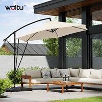 WOLTU Crank Garden Umbrella UV Protection Beach Umbrella Waterproof Tilting Parasol with Case for Balcony Patio Garden Outdoor