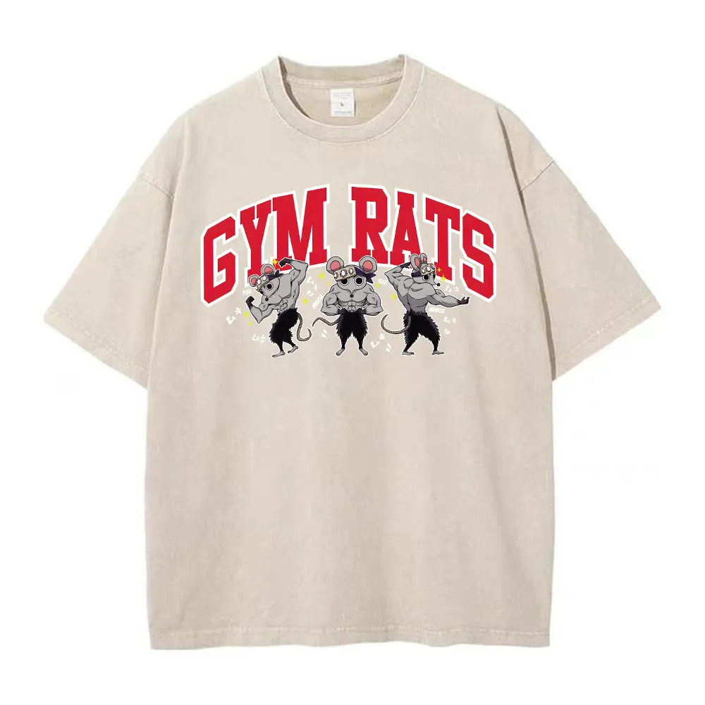 Anime Demon Slayer GYM Washed T-shirts Uzui Tengen Rats Hip Hop T Shirt Streetwear Men 100% Cotton Vintage Summer Top Tee image 2