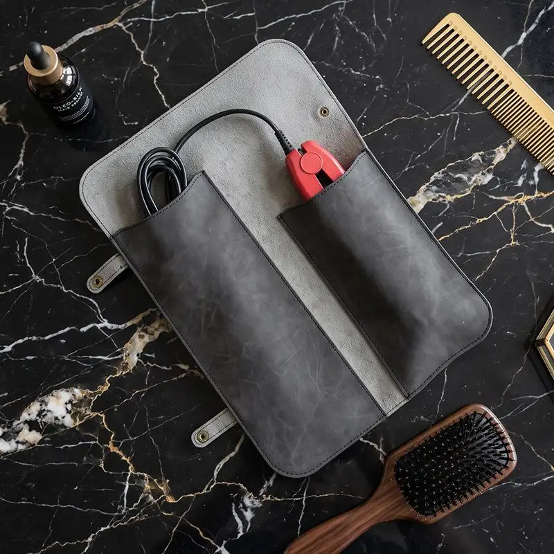 Hairdressing Tool Storage Bag Travel Organizer Double Pocket Design Durable Fabric For Curling Irons And Straightener