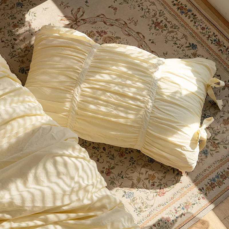 1 Stück Koreanischer Plissierter Kissenbezug aus Gewaschener Baumwolle Schlafzimmer-Kissenbezug Sofa-Kissenhülle Heim-Schlafzimmer-Dekoration – Detail 7