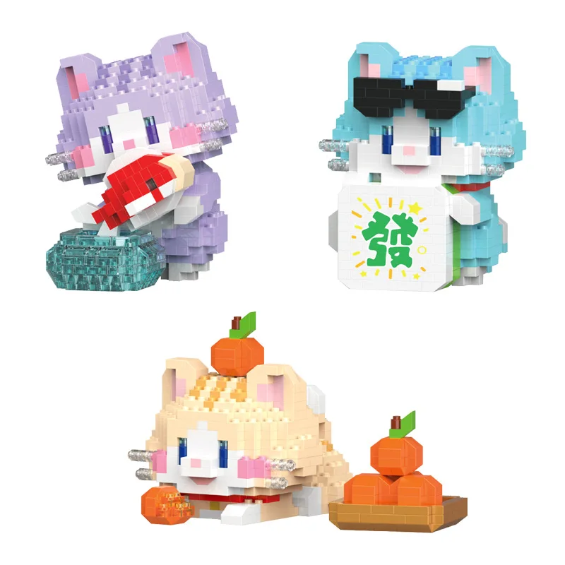 New Kawaii Pet Cat Series Mmodel Small Particle Building Blocks Children's Birthday Toys Educational Assembly Ornaments