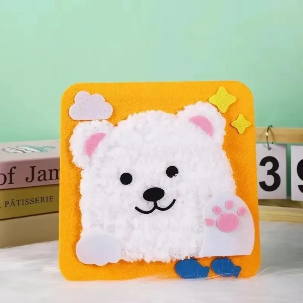 Sewing Needle and Thread Painting DIY Embroidery Set Animal with Sticker Cartoon Animal Felt Sewing Kit Hand Puppet Making