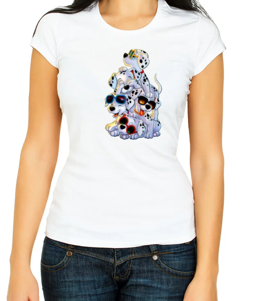 101 Dalmatians Cartoon Characters White 3 4 T Shirt Woman F429