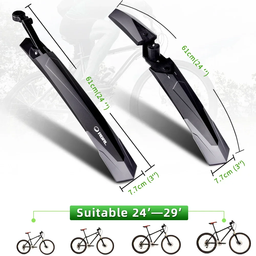 RBRL Bike Mudguard Set Adjustable 24-29'' Mountain Bike Fender Durable Anti Shake Wings