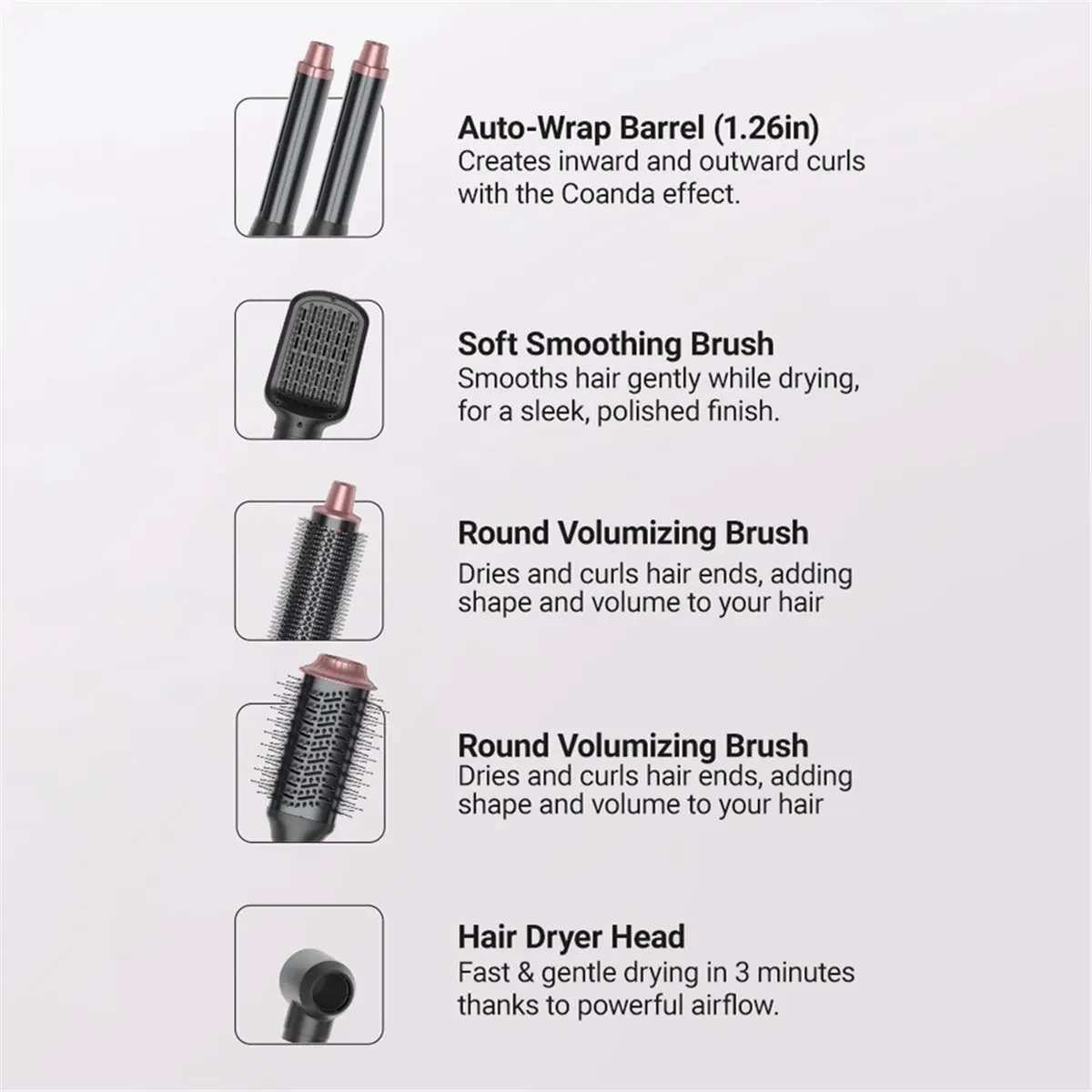 【A75U】 Multi-Styler 6-in-1 Airflow Styling Fast Drying Straightening Curling Smoothing & Volumizing for All Hair Types EU Plug