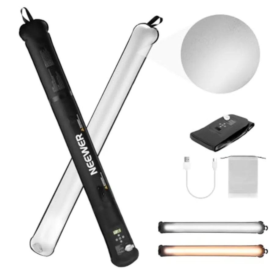 

Basic 21W Handheld LED Fill Light 35.5"/90cm Bi Color Portable Inflatable TPU Video Lighting 2700-6500K 1300Lux 12 Effects CRI9