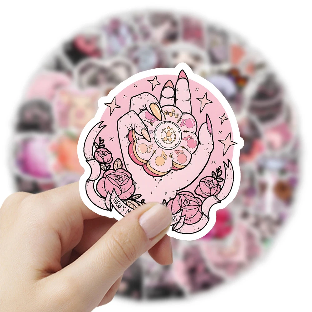 

10/30/50pcs Goth Pink Magic Crystal Animal Aesthetic Stickers DIY Suitcase Laptop Motorcycle Cool Waterproof Sticker for Kid Toy