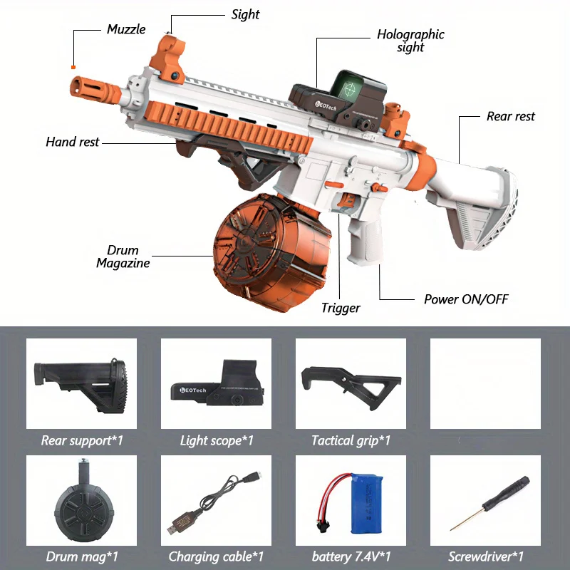 Juguete de Gel eléctrico M416, totalmente automático Splat-Blaster con modo Dual Manual/automático