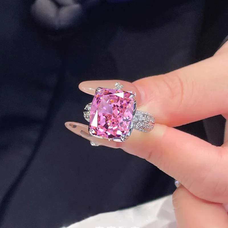Korean-style ice flower 925 sterling silver ring - Women's simple and fashionable jewelry - Matching engagement ring