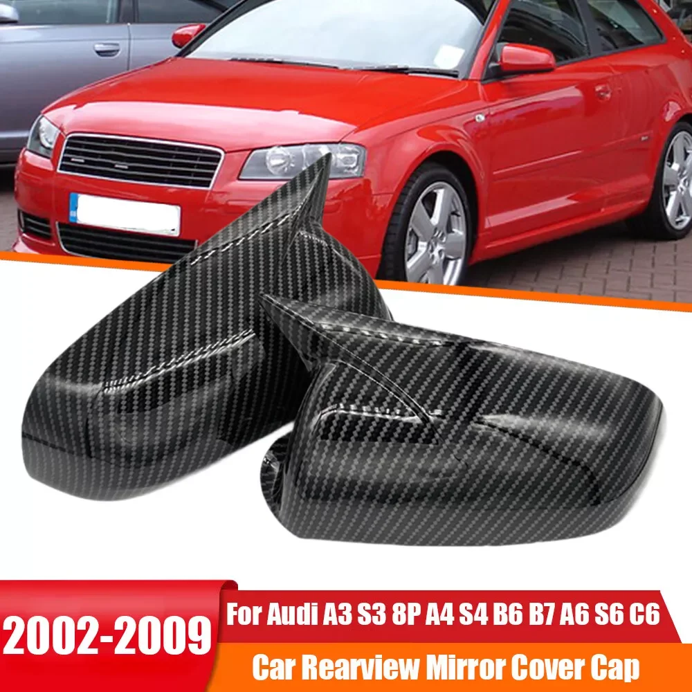 

For Audi A3 S3 8P 05-08 A4 S4 B6 B7 8E 8H A6 S6 C6 Car Rearview Side Mirror Cover Wing Cap Exterior Door Rear View mirror cover