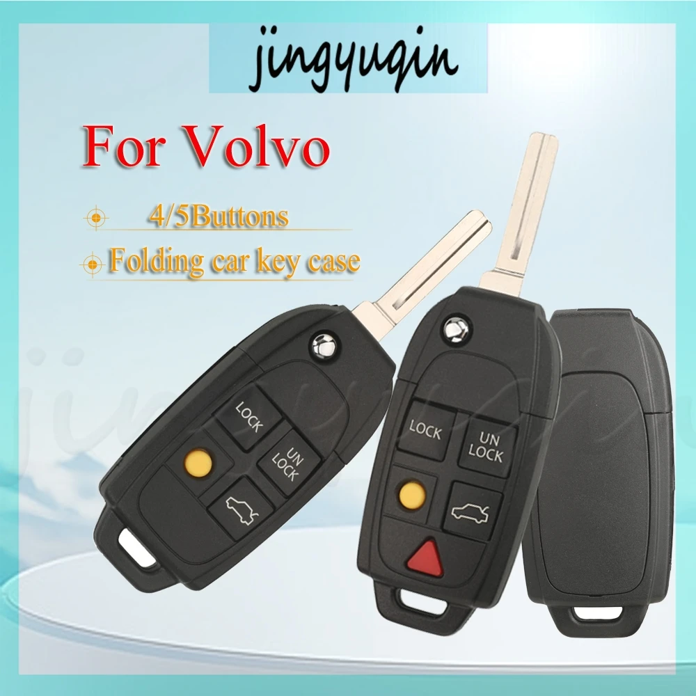 

jingyuqin For Volvo Modified key shell New product 4/5Buttons Folding Remote Car Key case no logo Durable