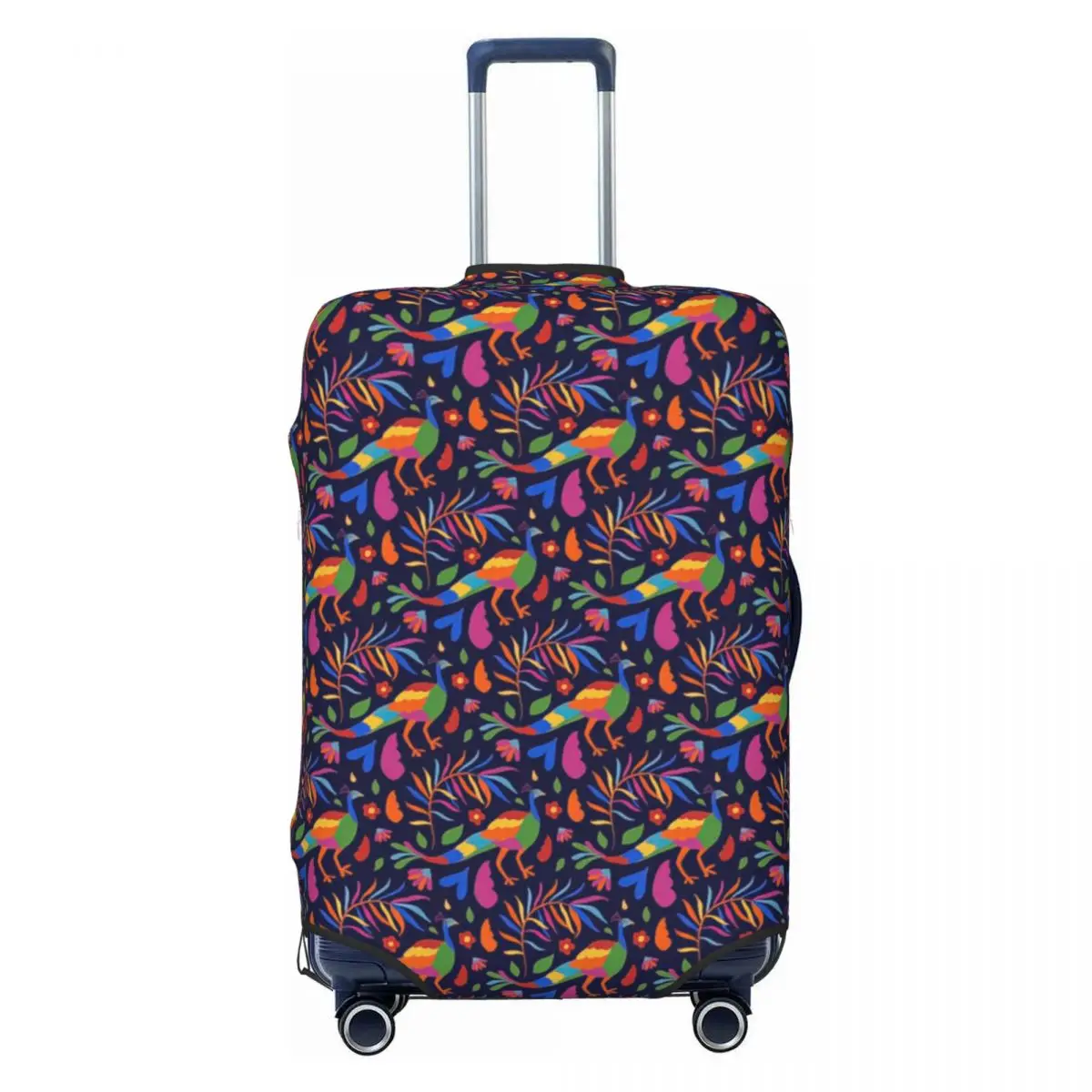 

Mexico Otomi Colourful Peacock Bird Pattern Print Luggage Protective Dust Covers Elastic Waterproof 18-32inch Suitcase Cover