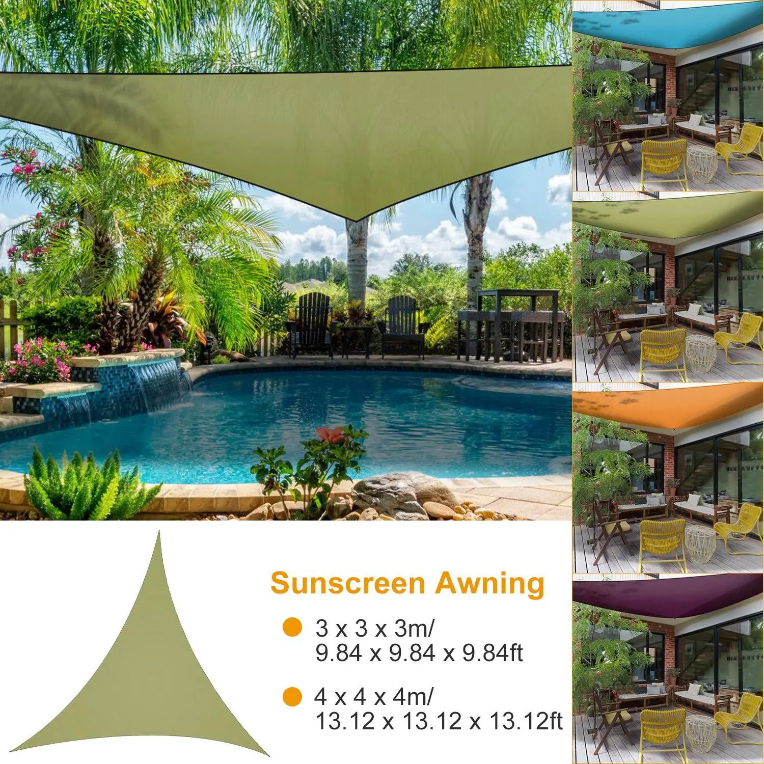 

For For 13.12ft Shade Sail Patio Cover Shade Canopy Camping Sail Awning Sail Sunscreen Shelter Triangle Cover