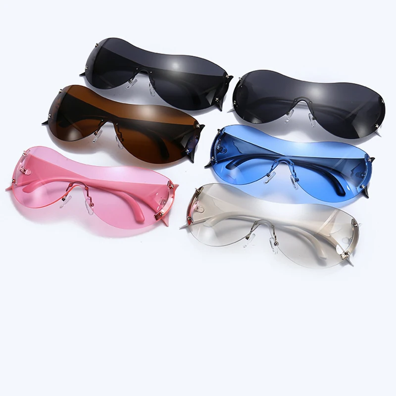 Frameless one-piece sunglasses pentagram new Y2K sunglasses European and American hot girls sports riding sunglasses