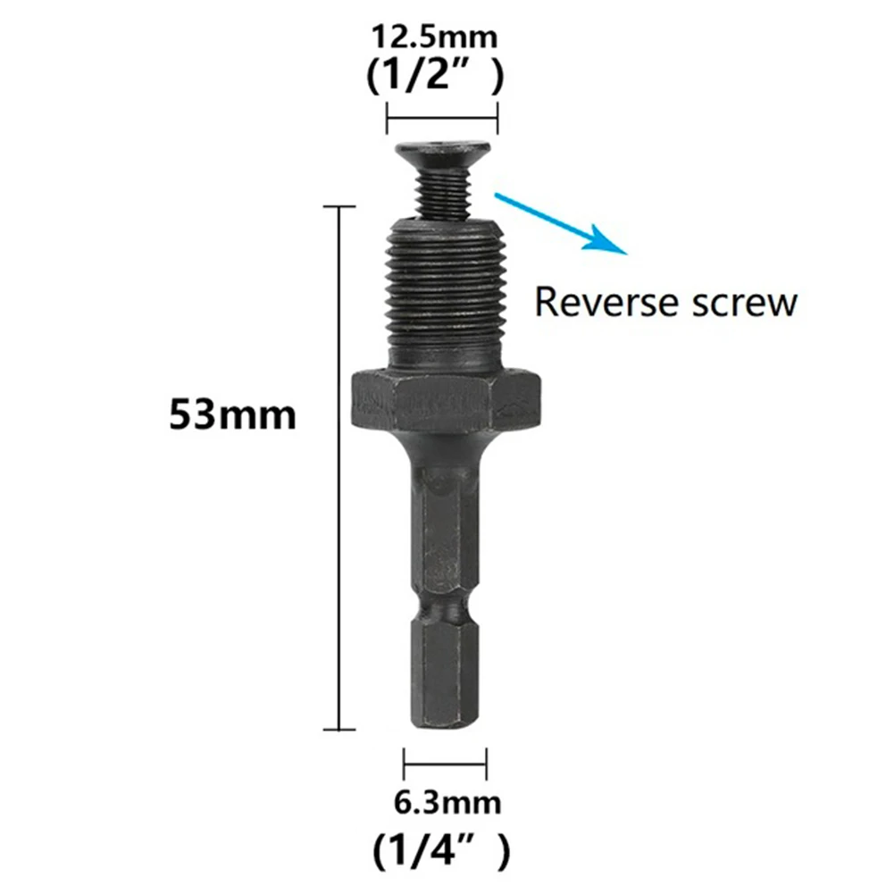 1/2 Pcs Drill Chuck Adaptor 1/4 Inch Hex Shank Adapter To 1/2inch 3/8 Inch Male Thread Electric Drill Bits Quick Change Converte