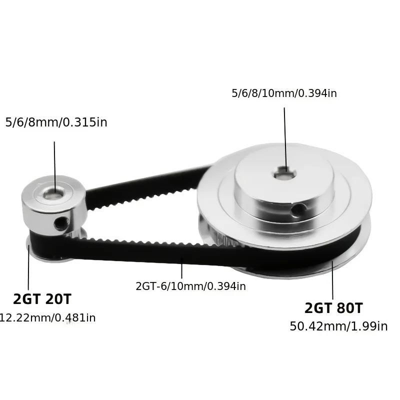 

GT2 Timing Belt Pulley 20teeth 2GT 40T 60T 80 Teeth Bore 5/8mm Reduction1:2:3:4 Belt Width 6mm Synchronous Wheels for 3D printer