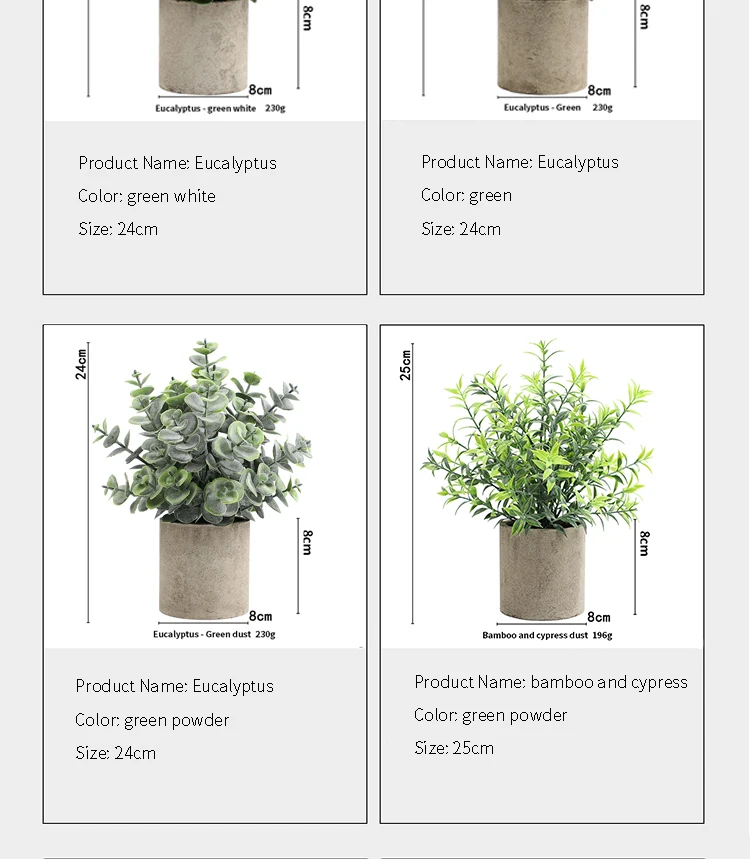Künstliche Pflanze Topf Eukalyptus Pflanze kleine gefälschte Blume Bonsai mit Topf Mini Pflanze Desktop Office Home Restaurant Dekoration – Detail 13