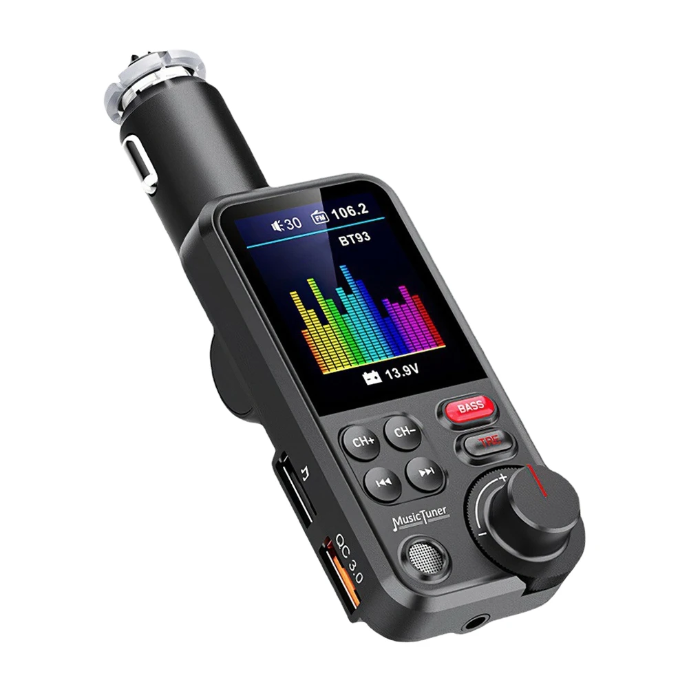 1,8-дюймовый автомобильный радиоприемник с громкой связью, высокие басы, Bluetooth-совместимый адаптер для быстрой зарядки, FM-передатчик, модулятор, авто Aux-радио