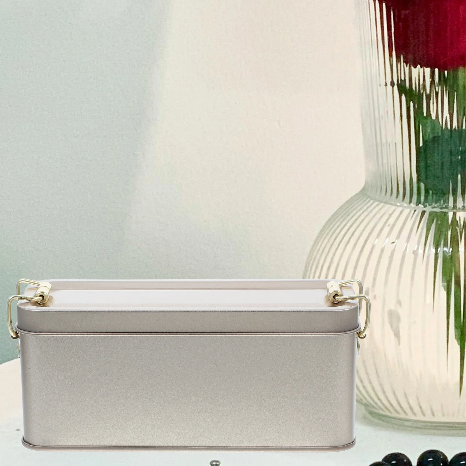 

Metal Tin Box with Lid for Food Storage Cookies Candies Freshness Seal Reusable Rectangular Kids Keepsake Gift