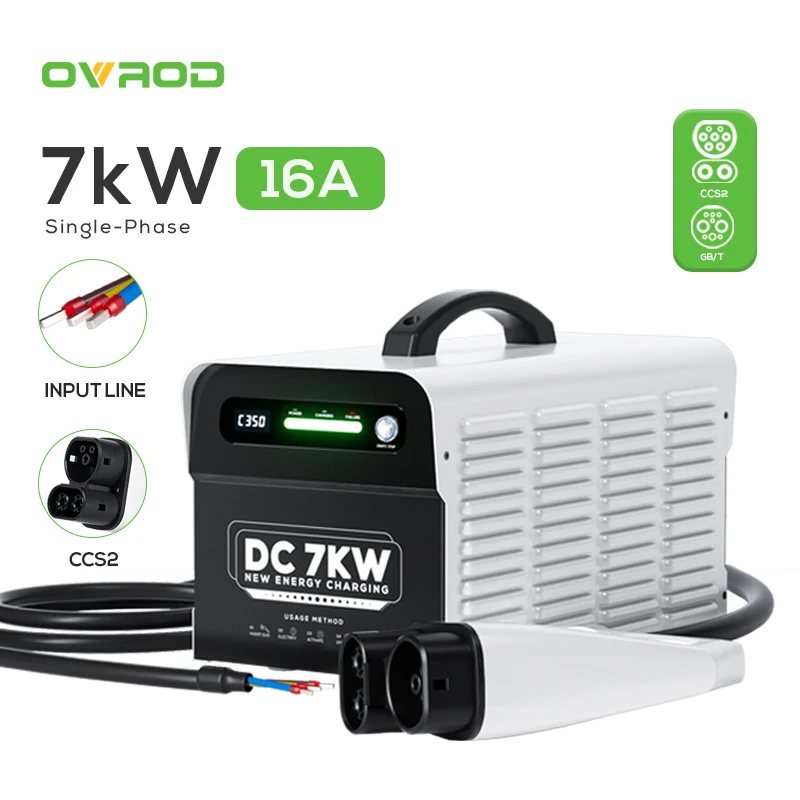 

Ovrod 7kw Ccs Type 2 Connector Dc Portable Ev Charger Level 3 Mobile Power Bank Electric Car Charging Station