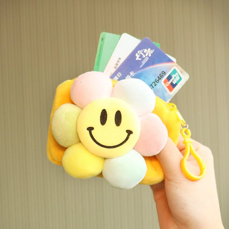 

Colorful Candy Flower Cute Cartoon Plush Coin Purse Fur Circle Wallet Girl Clutch Bag Key Earphone Organizer Bags Kids Gift