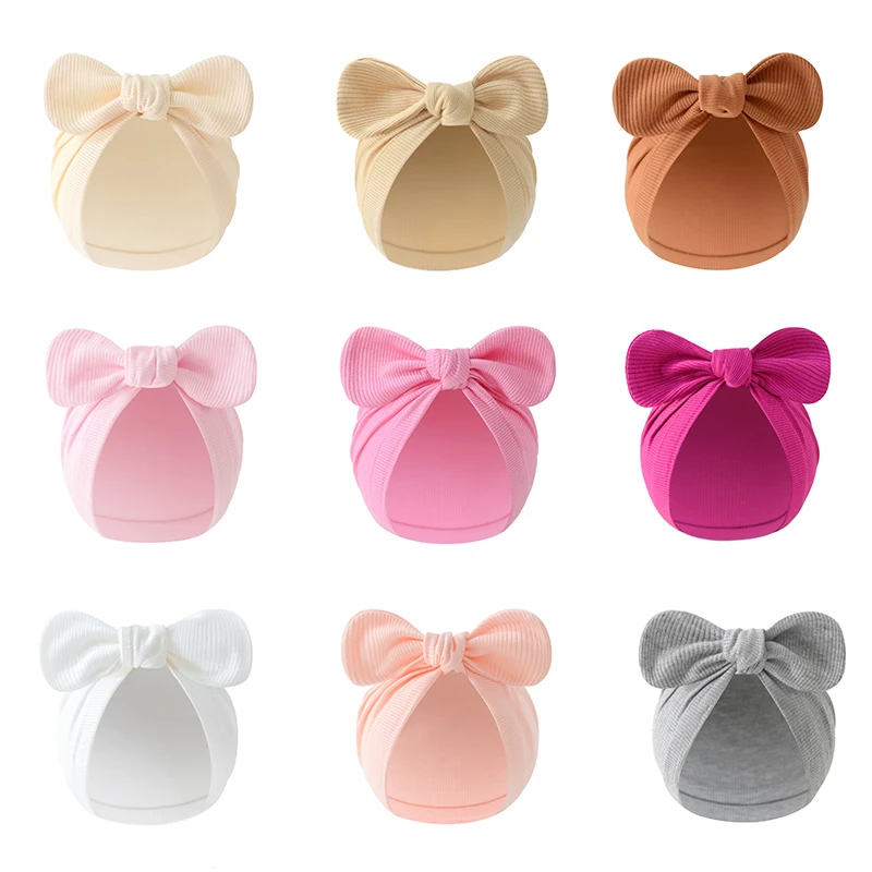 

3 шт./компл., детская шапка-тюрбан, однотонная индийская шапка с бантом для новорожденных, мягкий хлопковый платок, шапочка для детей 0-10 месяцев, детский головной убор для мальчиков и девочек, капот