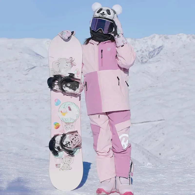 Conjunto de esquí de retales para niñas, traje deportivo con capucha y cremallera, a prueba de viento, impermeable y transpirable, para invierno,