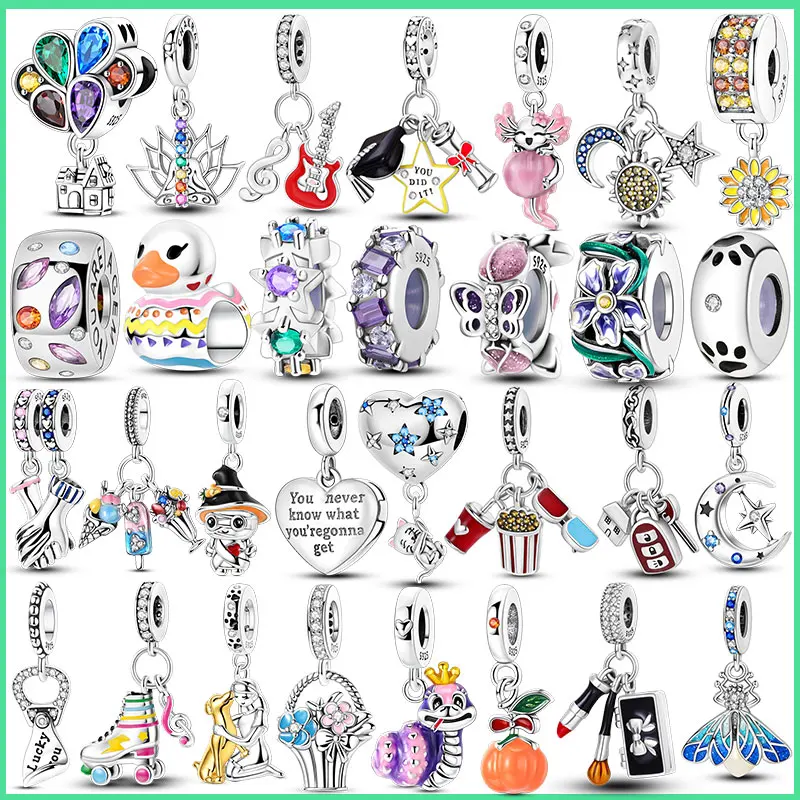 

925 Sterling Silver Charms Sun, Stars, Moon Chocolate Box Pendant Beads Fit Original Bracelet DIY Woman Jewelry Gift For Friend