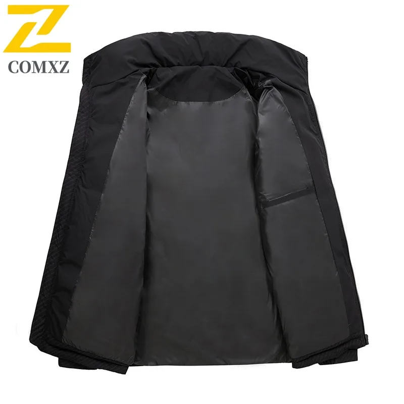 COMXZ Classic Male Parker Splicing Stand Collar Outdoor Hiking Windproof Coat Leisure Travel Cold Protection Winter Garment