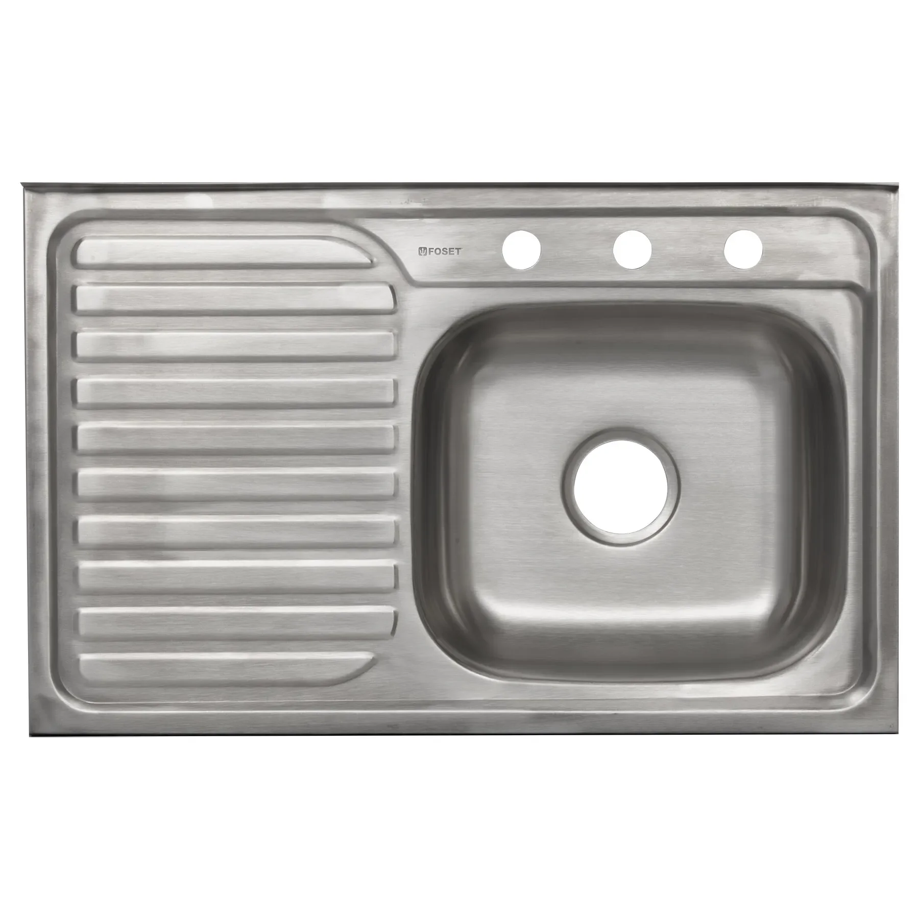 

FOSET Right-Hand 80 X 50 cm Stainless Steel Kitchen Sink with Two Holes Single Bowl and Drainer Nano Surface Treatment