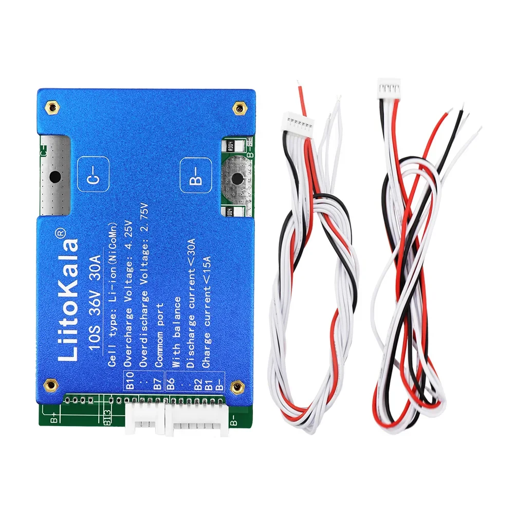 1-10 Uds LiitoKala 10S-36V30A-BMS Placa de protección de iones de litio 186550   Placa PCB BMS de batería con equilibrio para inversor de coche eléctrico