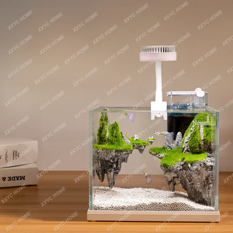 

Small Fish Tank Sky City Goldfish Aquarium Office Desktop Fish Farming Home Decoration Decoration Landscape Fish Tank