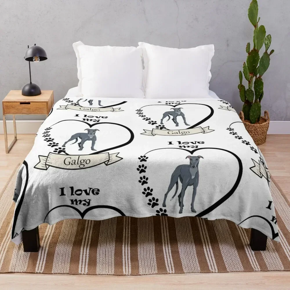 Grey greyhound (galgo) Throw Blanket Personalized Gift Giant Sofa Furry christmas gifts Blankets