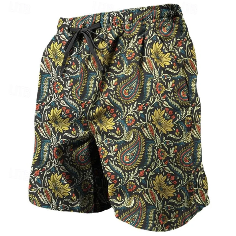 Trend Paisley Graphic Beach Shorts For Men Fashion Summer Cool 3D Printed Swim Trunks Casual Streetwear Oversized Short Pants