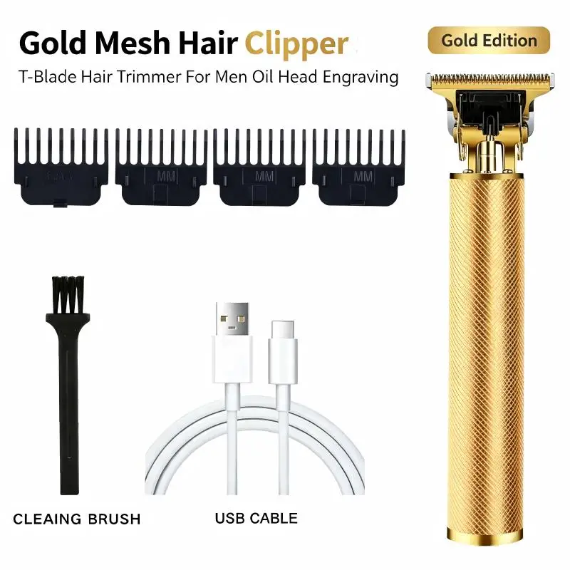 Professional  T9 Hair Trimmer Rechargeable Electric Hair Clipper with 4 Limit Combs for Oil Head Carving Household Barber Use