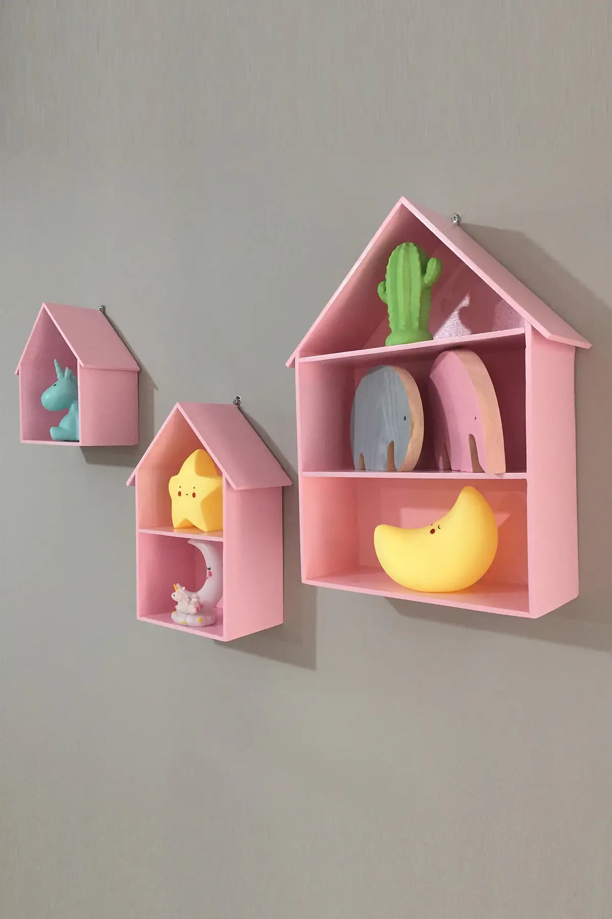 Roze Huis Type 3'lü Set Baby/Kinderkamer Rack Kind Boekenkast