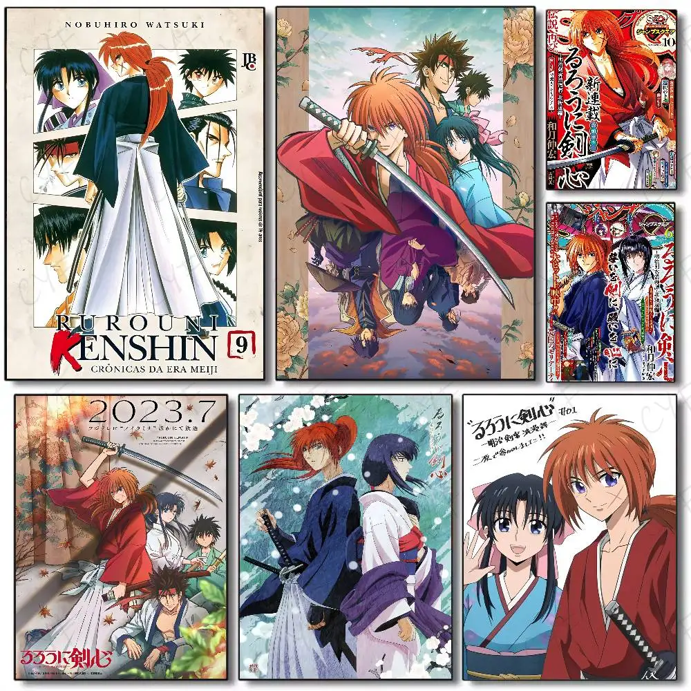 

Anime R-Rurouni Kenshin Poster Waterproof Vintage Movie Posters High Quality Wall Art Print For Room Decor Gift