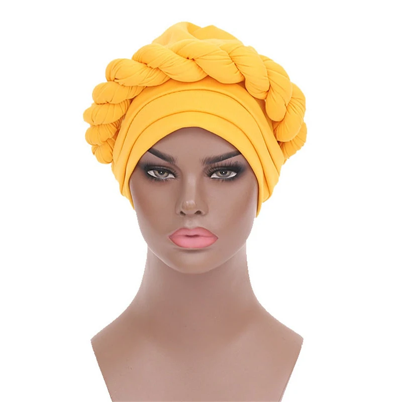 Arab Wrap Muslim Scarf Hijabs Auto Gele African Headtie Bonnet Hat Twisted Turban for Women Muslim Braids Head Wrap Scarf