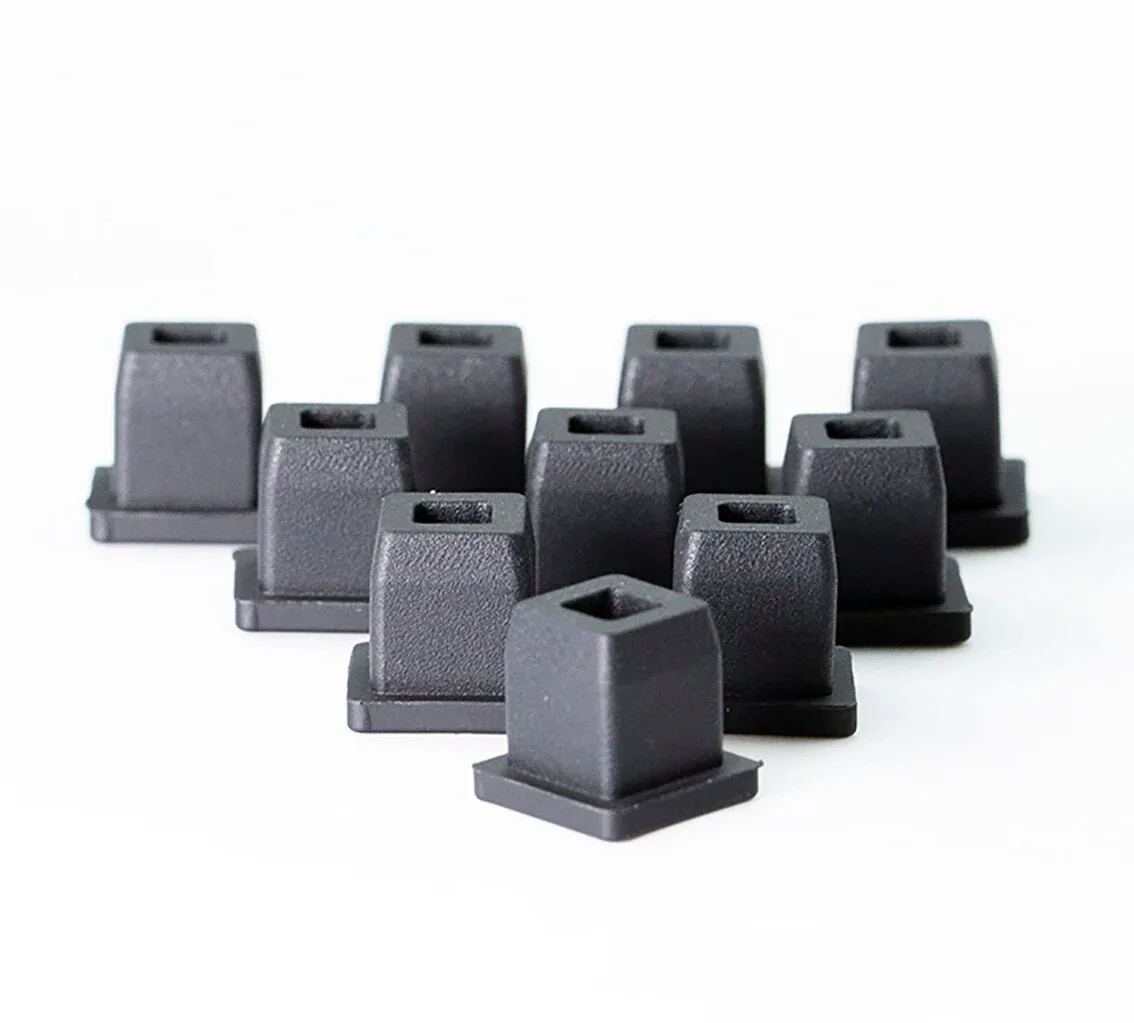 

9.6-50.6mm Black Square End Caps T Type Silicone Rubber Blanking Plugs Tube Box Section Insert Seal Stopper Gasket