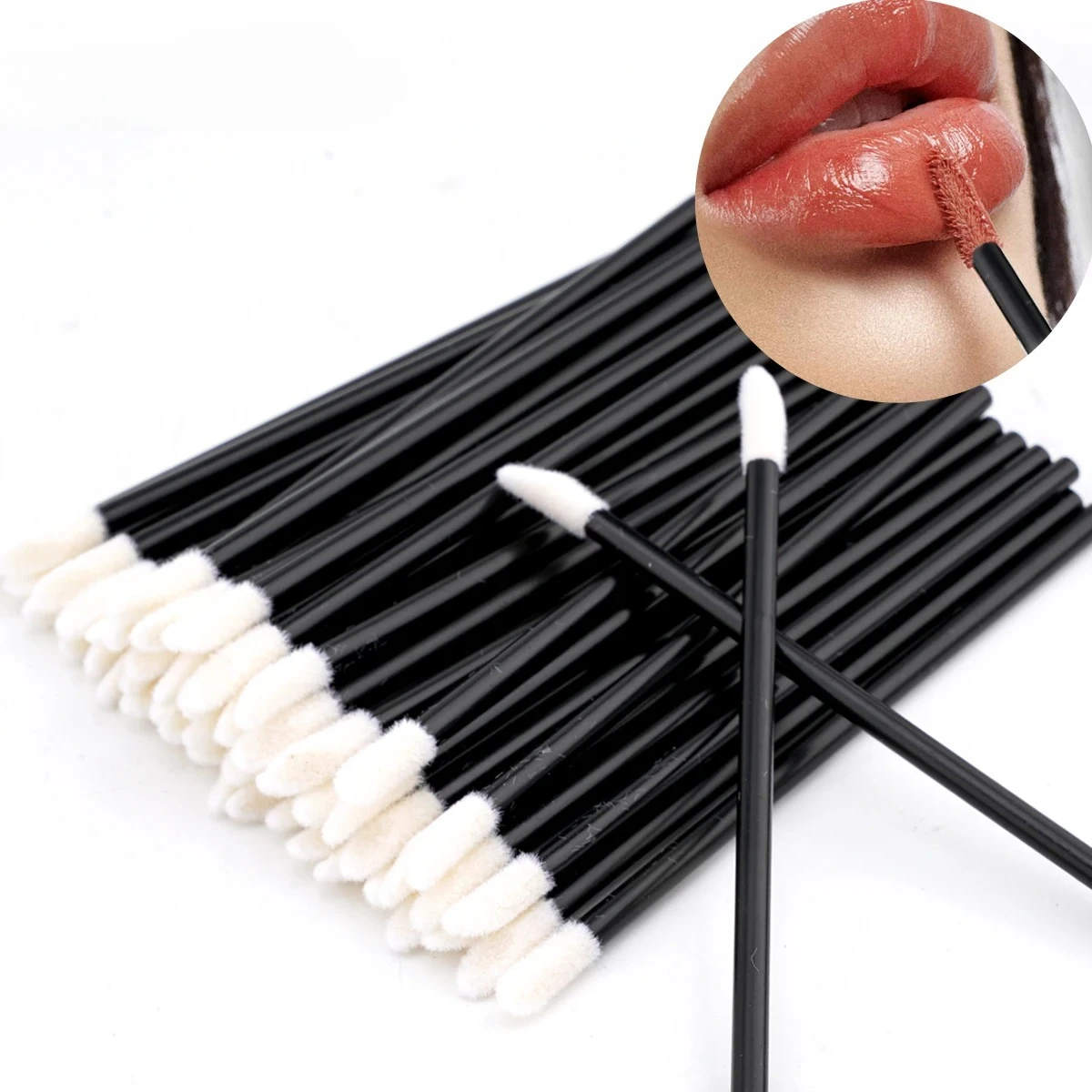 50/100 個使い捨てリップブラシ口紅テスターワンドアプリケーターメイクアップリップブラシメイクアップ美容ツール