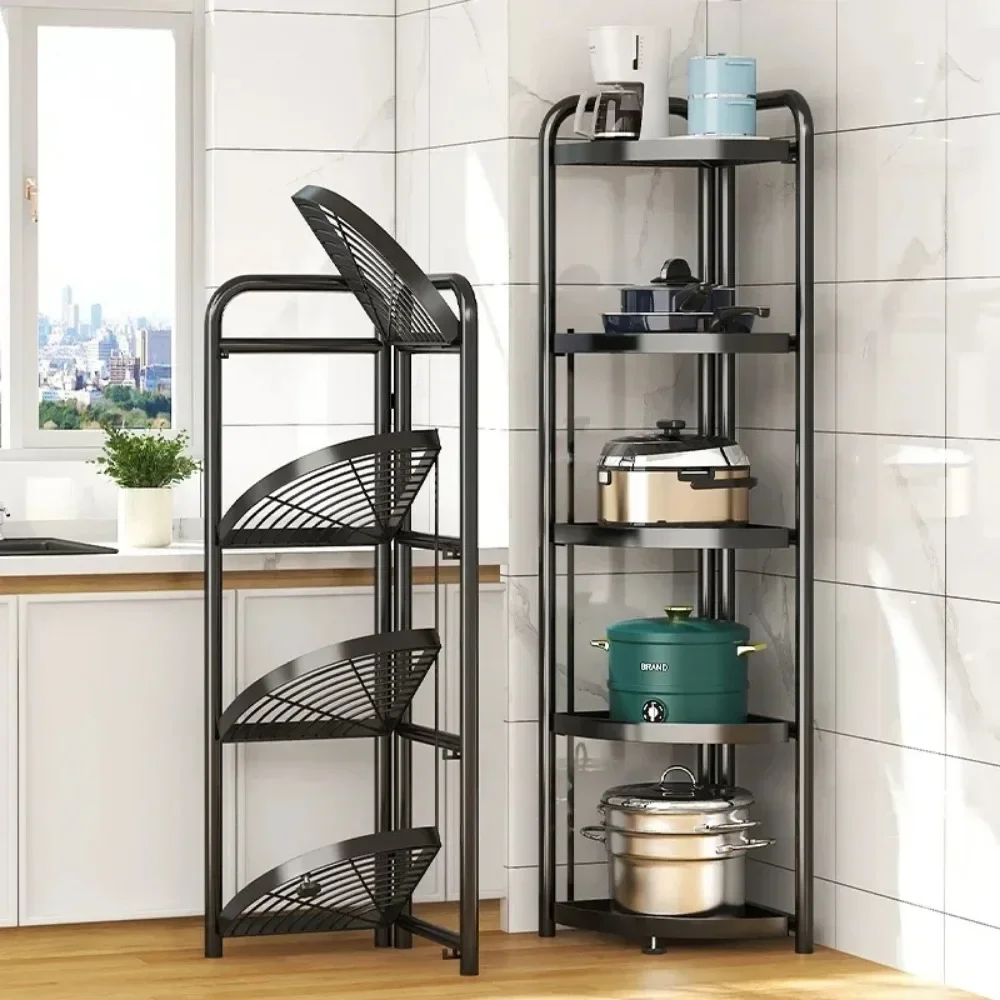 

Toilet Floor-To-Floor Bathroom Tripod Installation-Free Folding Kitchen Corner Shelf Household Multi-Layer Triangle Storage Rack