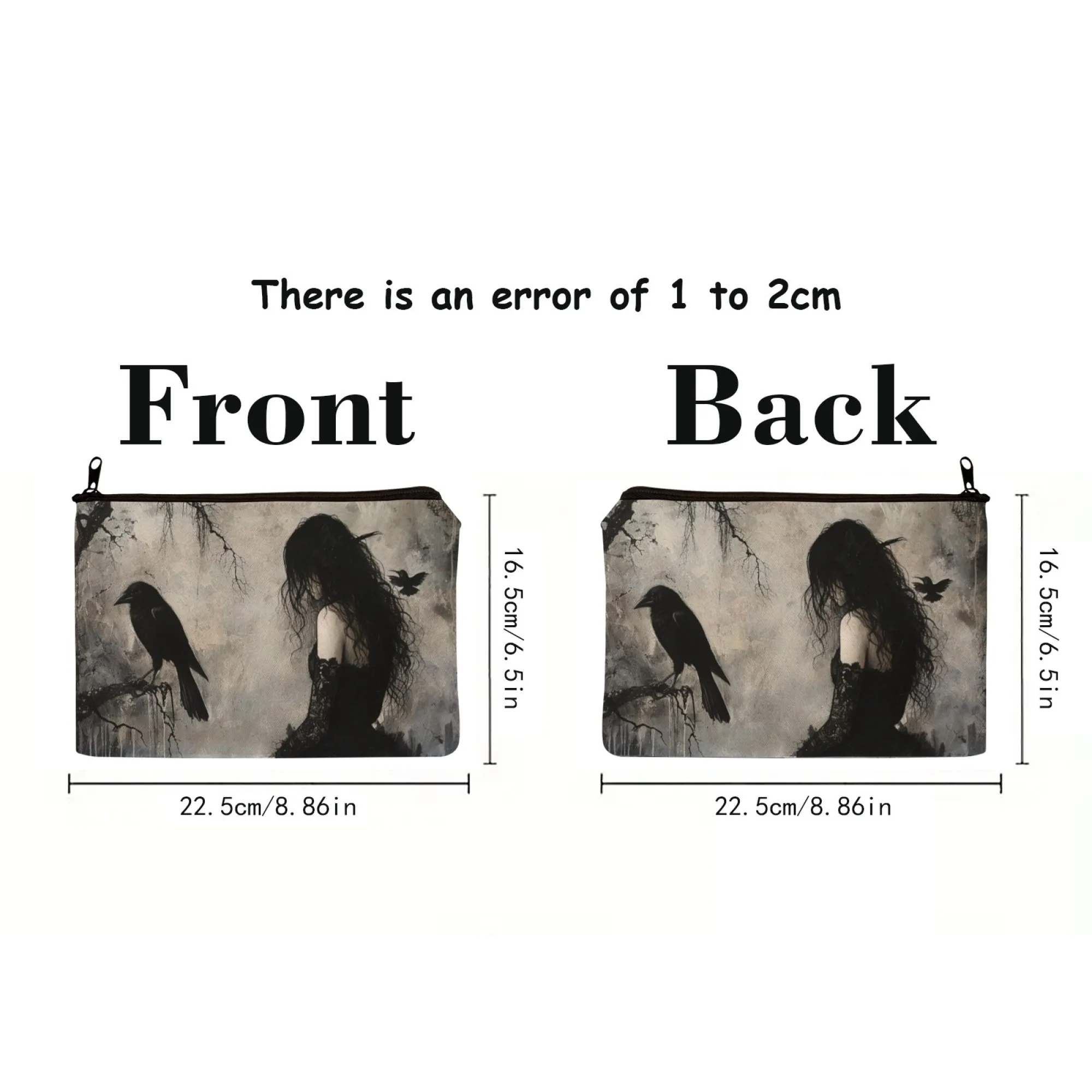 حقيبة مكياج Dark Fairy Tale Raven & Gothic Art Print منظم سفر لمستحضرات التجميل والوجبات الخفيفة وتصميم غابة القمر الغامضة