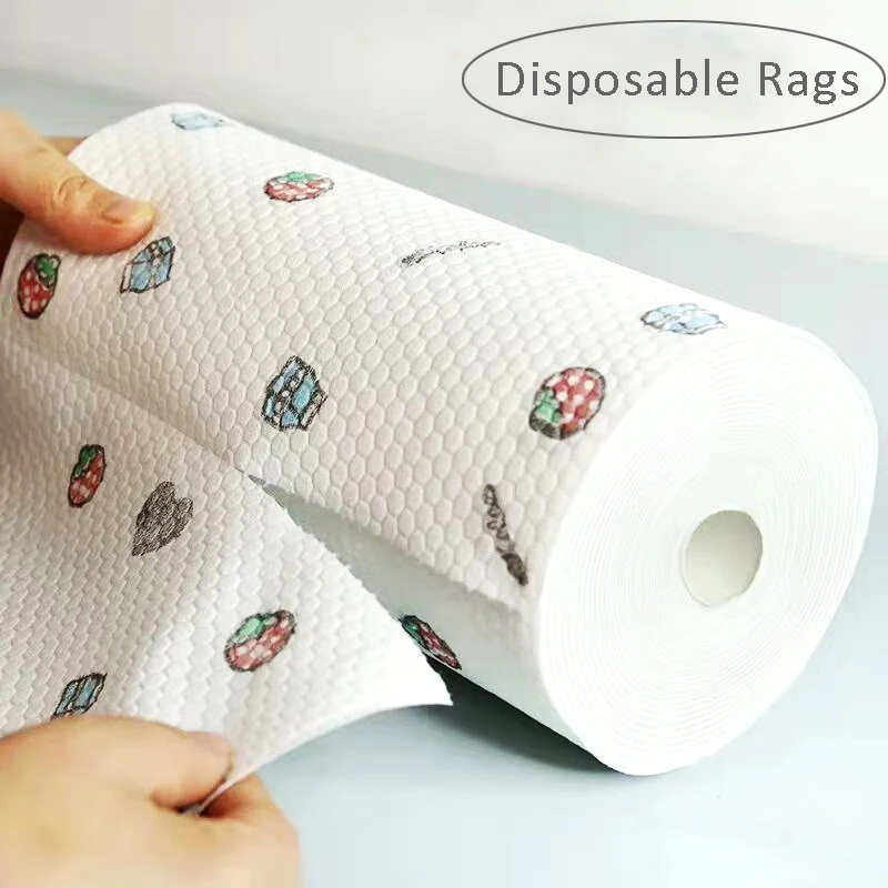 50/100pcs /roll Dish Cloth Disposable Rags Non -woven Rag Kitchen Hanging Tear-up One-time Dishrag Universal Car Shoe Cleaner