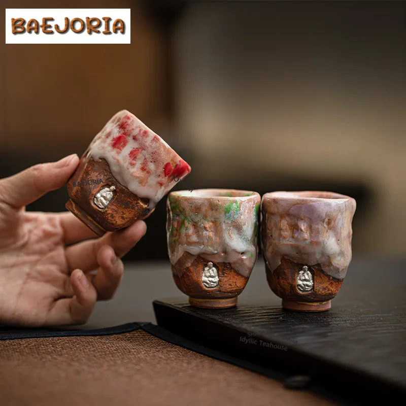 Taza de té de 50ml Kiln Fambe Dunhuang, juego de tazas de té Zen, taza personal para degustación de té, tazas Chazhan Master, artículos para beber, adornos, regalo