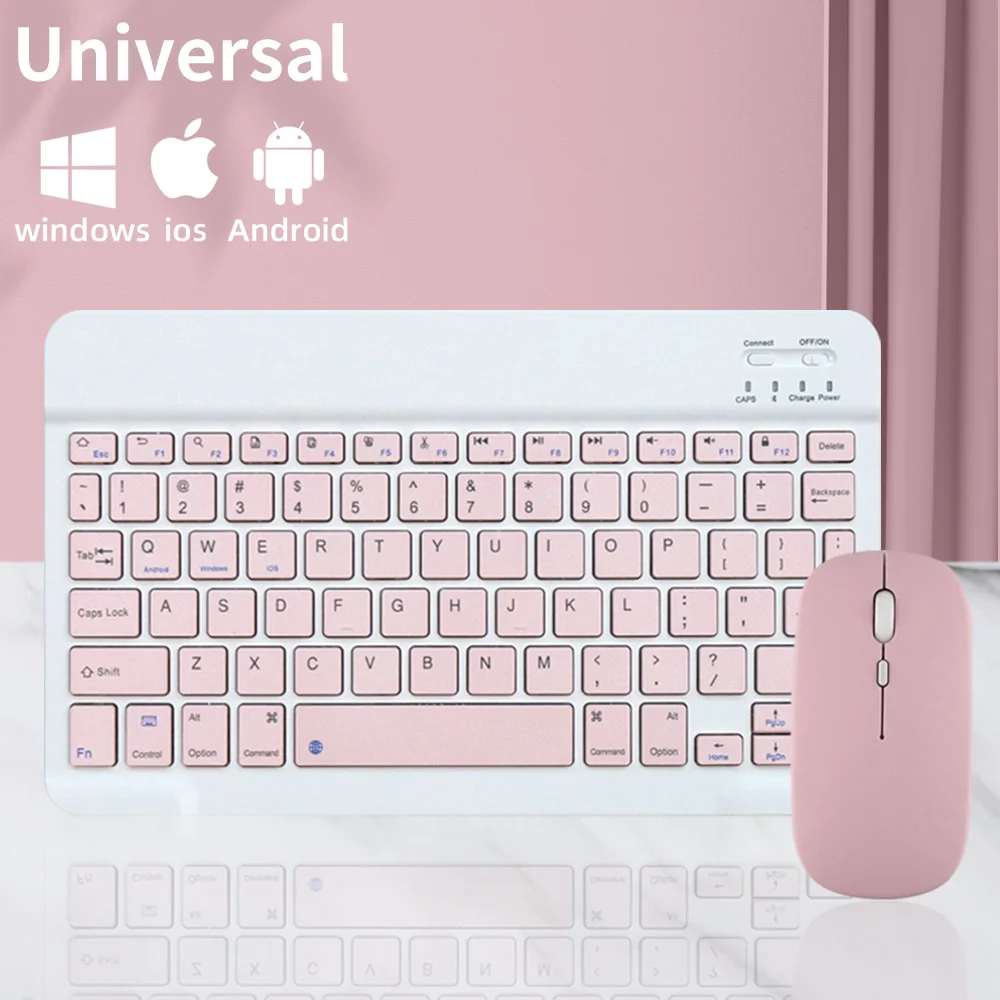 

Беспроводная Bluetooth-клавиатура и мышь для iPad Air Mini Pro, Xiaomi, Huawei, планшета, многоцветная клавиатура, совместимая с несколькими устройствами
