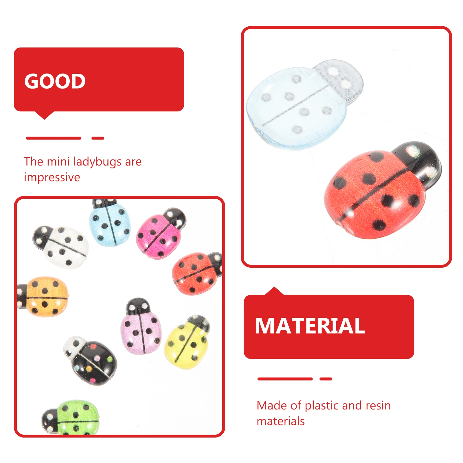

50 Pcs Little Ladybug Ornaments Decoration Mini Tiny Resin Statues for Crafts Charm