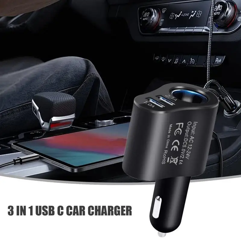 Car USB Charger 12v/24v Car Splitter Adapter Dual Charging Outlet Charger Smart 80w Usb Cigarette LighterCharger Car Accessories