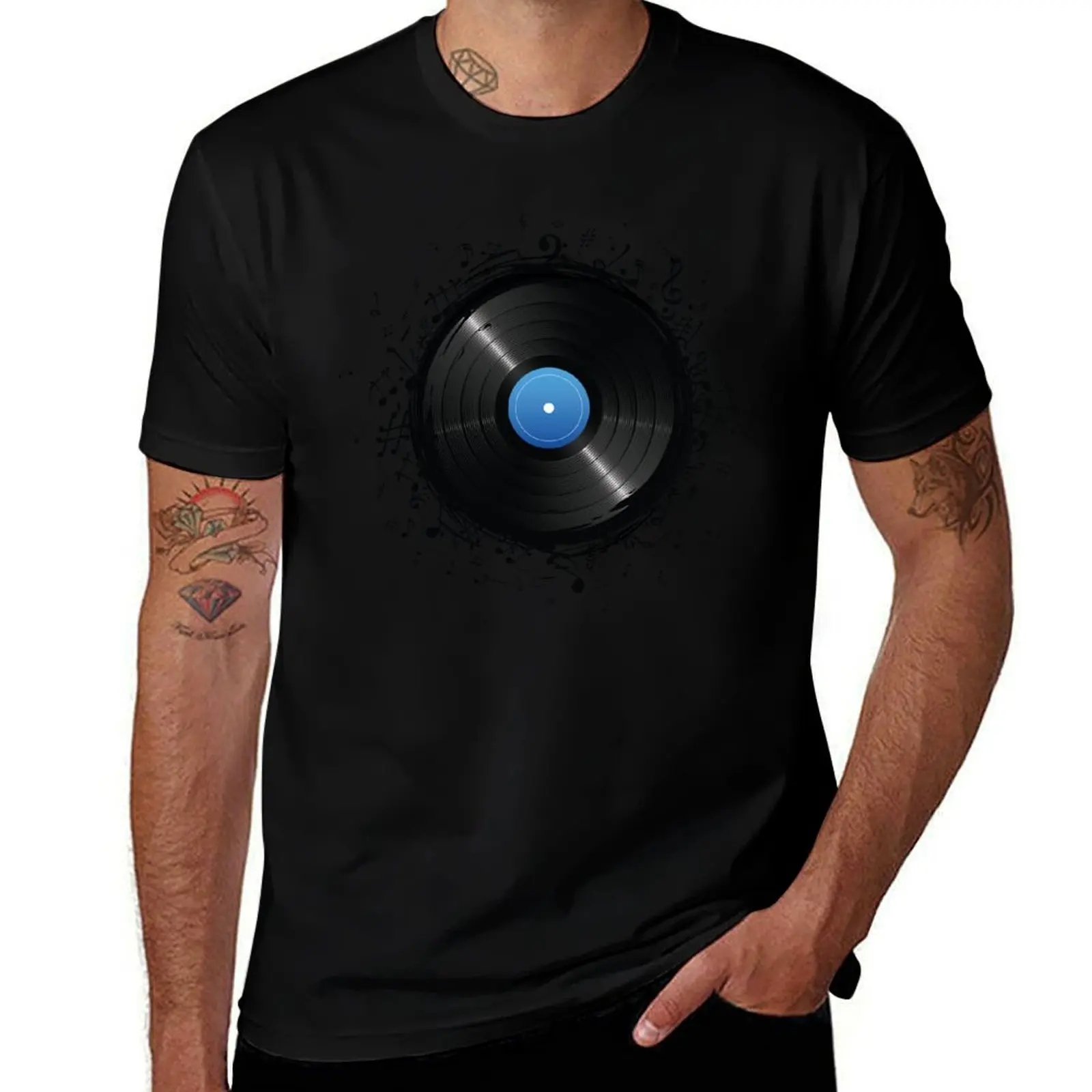

33 Vinyl Record Music Notes T-Shirt cotton tshirt 100% t shirts for man slim fit